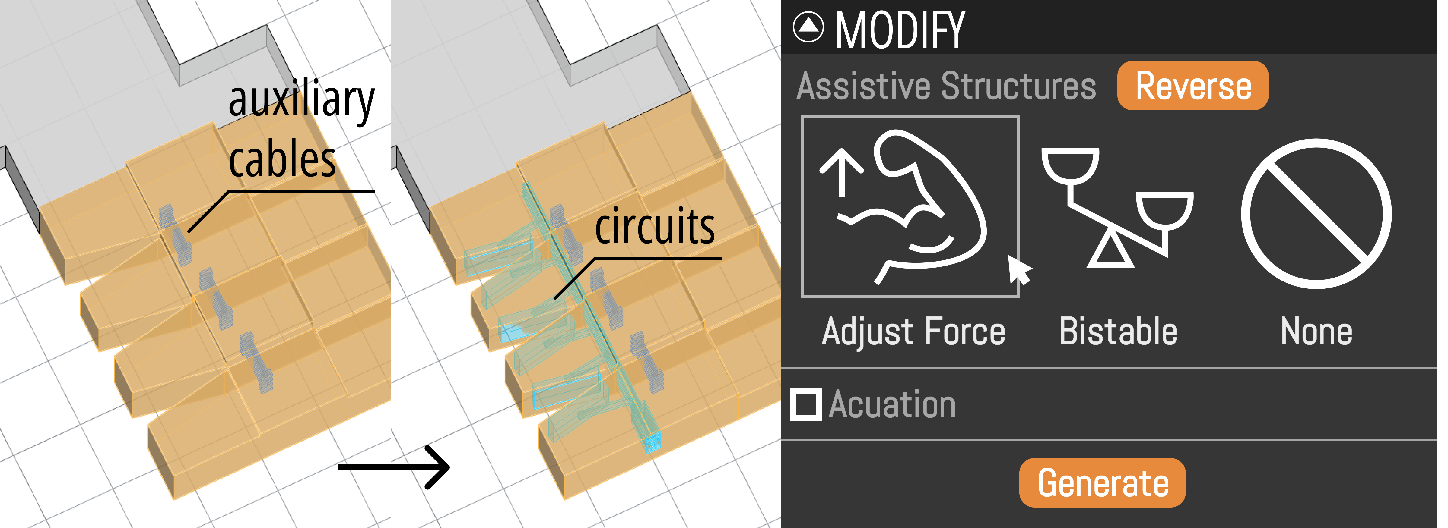 Xspine design tool assistive structures